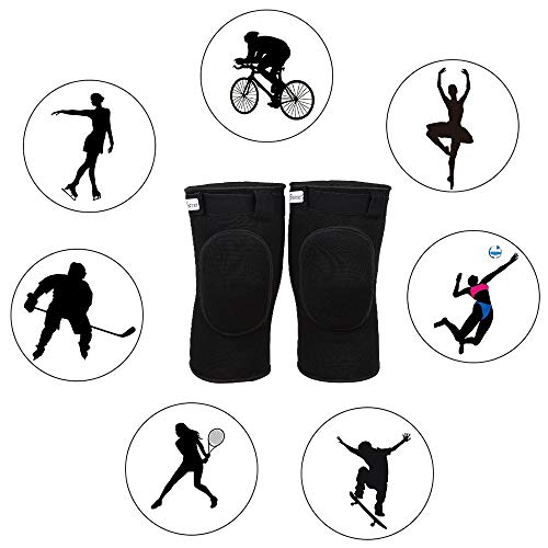 1 Par Rodilleras Deportivas de Esponja Apoyo de la Rodilla Unisex para Crossfit Voleibol Bicicleta Baloncesto Negro L