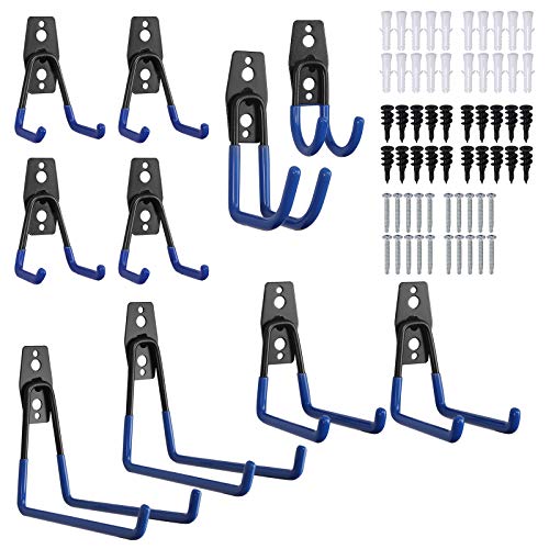 10 PCS Gancho Pesado de Pared Soporte de Pared Ganchos Pesados para Colgar Bici Herramientas Escaleras Colgador con 2 Tornillos de Fijación en Taller Almacen Casa Garaje Tiendas-Azul