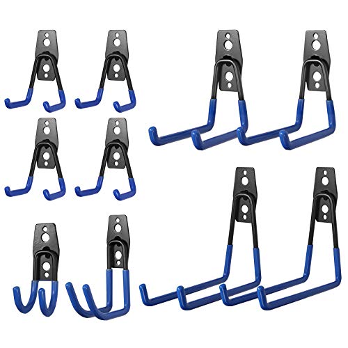 10 PCS Gancho Pesado de Pared Soporte de Pared Ganchos Pesados para Colgar Bici Herramientas Escaleras Colgador con 2 Tornillos de Fijación en Taller Almacen Casa Garaje Tiendas-Azul