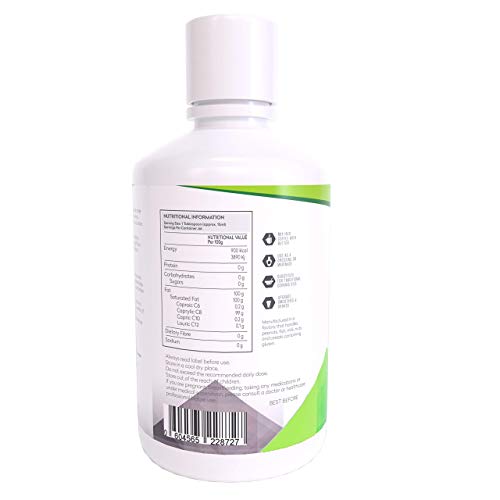 100% Aceite de coco C8 MCT | Pureza de 99% | Ácido Caprílico Puro C8 | NON_GMO | 1000ML | Paleo | Cetogénica | Vegana | Sin gluten | Sin BPA (1000ml Coco C8)