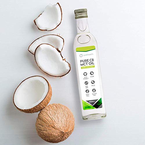 100% Aceite de coco MCT | Ácido Caprílico C8 | Paleo | Cetogénica | Vegana | Sin gluten | Sin BPA (500ml Coco C8)