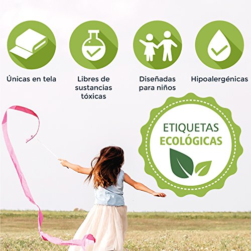 100 ETIQUETAS DE TELA PARA MARCAR LA ROPA (PLANCHAR) CINTA TERMOADHESIVA PARA GUARDERIAS, ESCUELAS, COLEGIOS Y RESIDENCIAS. ETIQUETAS PERSONALIZADAS CON CERTIFICADO ECOLÓGICO