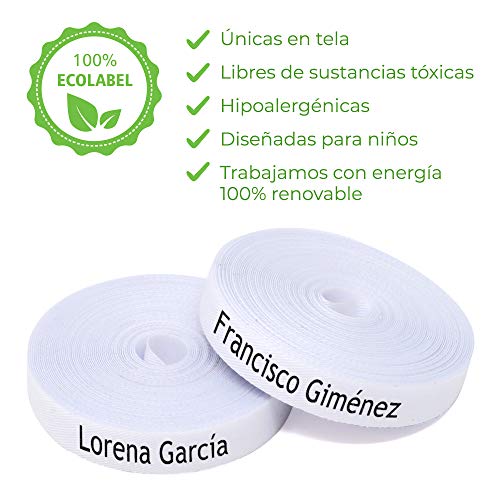 100 Etiquetas para ropa personalizadas. Etiquetas de tela con CERTIFICADO ECOLÓGICO ideales para tus niños. Etiquetas termoadhesivas para marcar la ropa con plancha.