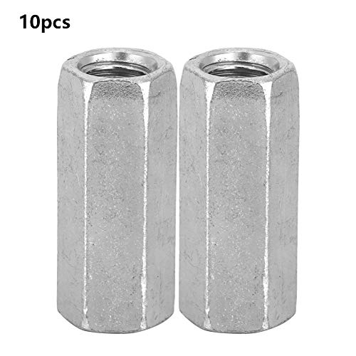 10pcs Tuercas de acoplamiento Hexagonal Varilla de la manga de la varilla larga Acero al carbono Separador roscado M8 Sujetadores roscados(M8*30)