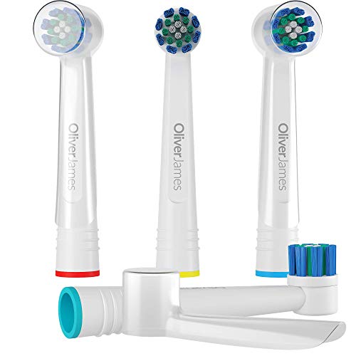 12 Recambios cepillo compatible con Oral B - Cabezales cepillos con Tapas de Oliver James (Estándar)