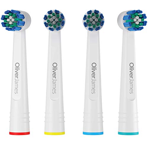 12 Recambios cepillo compatible con Oral B - Cabezales cepillos con Tapas de Oliver James (Estándar)