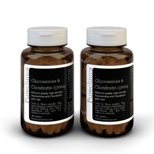 1500mg Glucosamine HLC and Chondroitin x 360 tablets (2 bottles with 180 tablets each - 6 months supply). The most effective and biologically active: Chondroitin 90%, Glucosamine HCL 83.1%. SKU: GC53x2