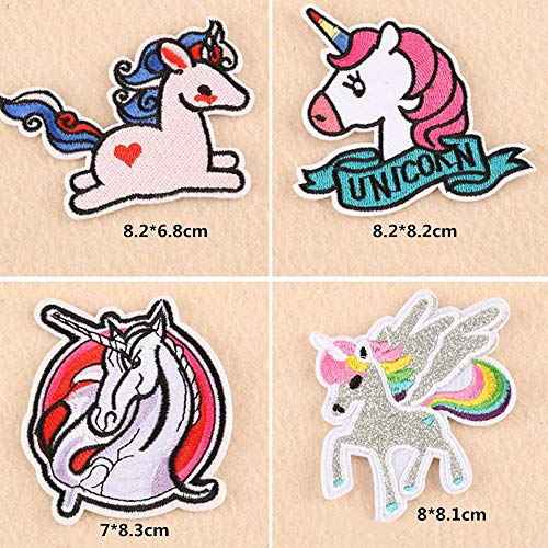 16 parches de unicornio, coloridos parches para planchar, pegatinas de apliques bordados para camiseta, chaquetas, pantalones vaqueros, mochila y zapatos