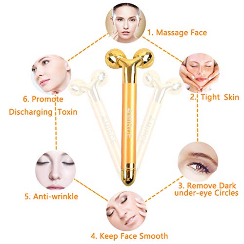 2-EN-1 Beauty Bar 24k Golden Pulse Facial Masajeador facial, Brazo Ojo Nariz Masajeador de cabeza Lifting facial instantáneo, Antiarrugas, Estiramiento de la piel, Reafirmación facial