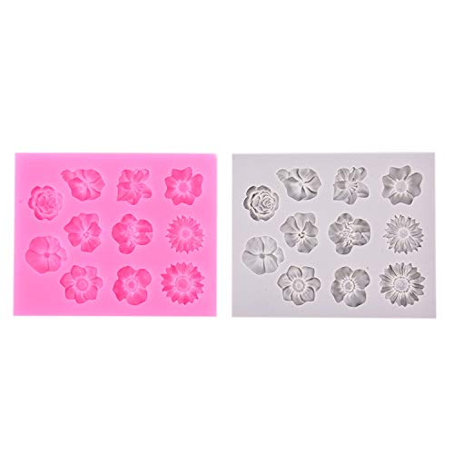 2 moldes de silicona para fondant, decoración de pasteles, decoración de cupcakes, arcilla polimérica, caramelos, chocolate, manualidades, moldes de cocina, herramientas de decoración