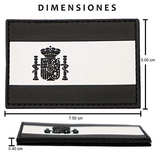 2 Parches bordados bandera España con Velcro - Color y Fluerescente - Escudos bordados - 2 Insignias - Parches Militares - 75 x 50 mm