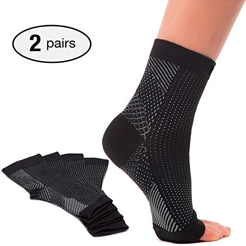 2 pares de calcetines de fascitis plantar con soporte de arco, mangas de compresión para el cuidado de los pies, alivia la hinchazón y los talones, soporte de tobillera para aliviar el dolor rápido