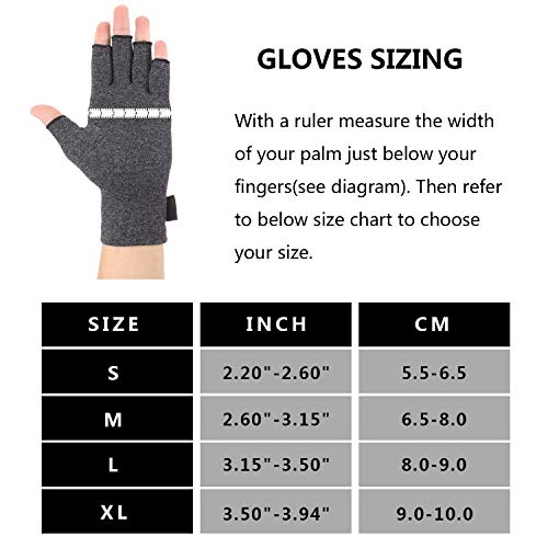 2 pares de guantes de artritis, guantes de compresión de apoyo y calor para manos, alivian el dolor de la reumatoide, la osteoartritis, el RSI, el túnel carpiano, la tendinitis