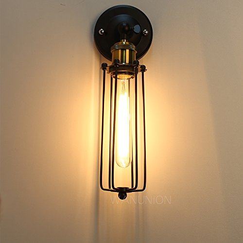 2 Pcs Lámparas Apliques de Pared Luces Clásicas Iluminación Ajustable Jaula de Metal Bañadores de pared Retro Rústico Escalera Dormitorio Espejo Hotel