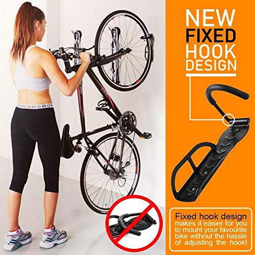 2 Piezas Gancho Bicicleta, Soporte Bicicletas Pared para Colgar Bicicleta, Vertical Soporte de Pared Bicis Gancho para Garaje, hasta 30 kg