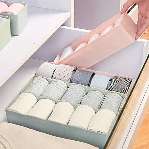 2 Piezas Organizador de Ropa Interior, Calcetines universales Estuche de Almacenamiento de plástico,para Sujetadores, Ropa Interior, Calcetines, Corbatas, Bufandas Pañuelos (Rosa claro, albaricoque)