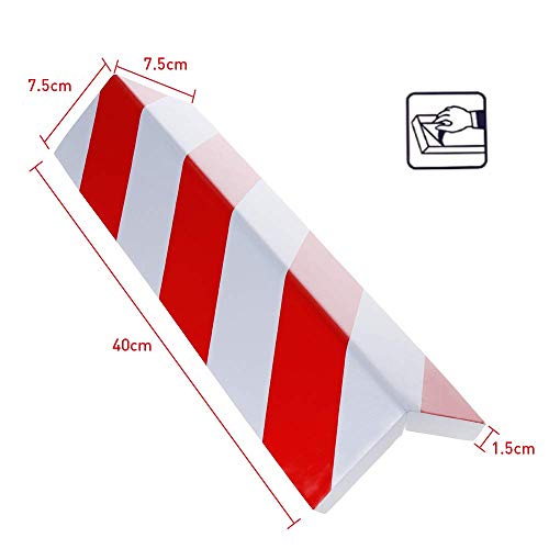 2 unidades Columnas Parking protector puerta garaje Esquina Parking Adhesivo Al Apagar Paragolpes Protector para La Puerta de Coche 40 * 15 cm-ROJO/BLANC (2Unid-40 * 15cm)