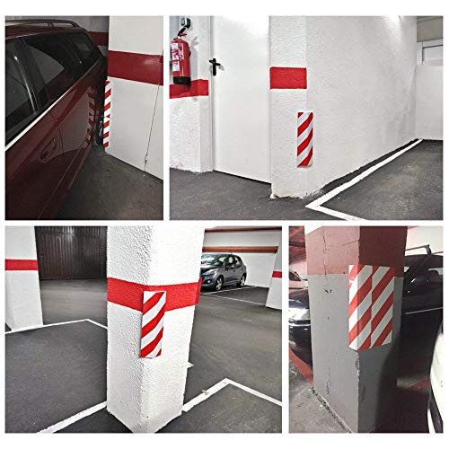 2 unidades Columnas Parking protector puerta garaje Esquina Parking Adhesivo Al Apagar Paragolpes Protector para La Puerta de Coche 40 * 15 cm-ROJO/BLANC (2Unid-40 * 15cm)