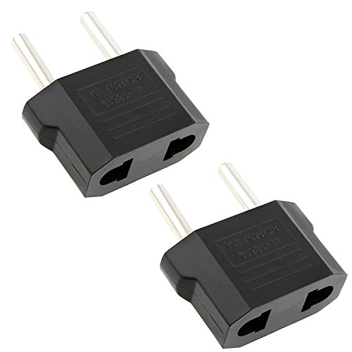 2 x Adaptador Conversor Enchufe Americano a Europeo EU USA Clavija Corriente