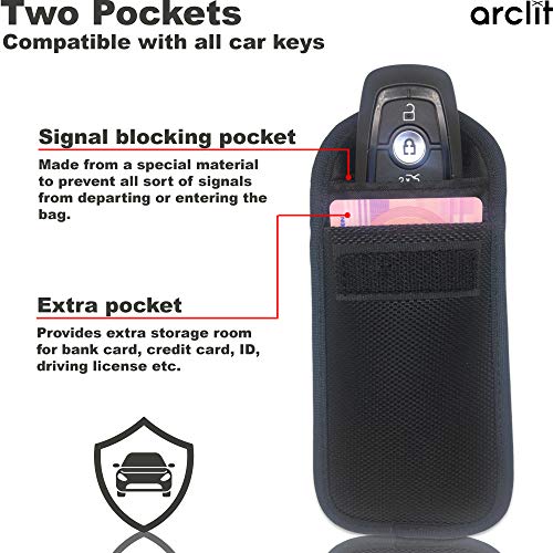 2 X Fundas de Bloqueadores de Señal de Llaves de Auto + 2 X Bloqueadores de Señal | Bloqueo de Autos para Prevención de Robos | Bloqueador RFID/NFC/WiFi/gsm/LTE | Bolsa Funda Bloqueadora de Señal