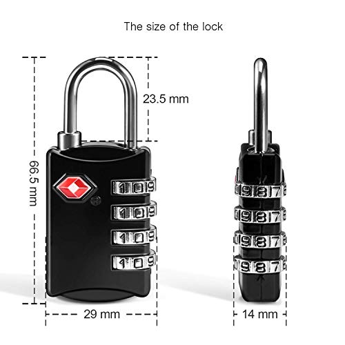 2 x TSA Candados de Seguridad y 2 x Etiquetas para Equipaje, Yosemy Candados Combinación de 4 Dígitos para Gimnasio Maleta Caja de Herramientas Gabinete Puerta Cobertizo Almacenamiento Equipaje