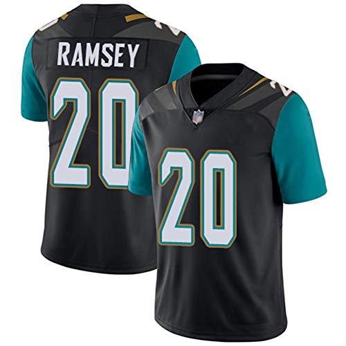 # 20 Hombres Jersey de Rugby Jalen Ramsey Jacksonville Jaguars, Sport Top Camiseta Jersey Fútbol Americano Jersey Rugby Jersey Manga Corta-Black-L(180~185)