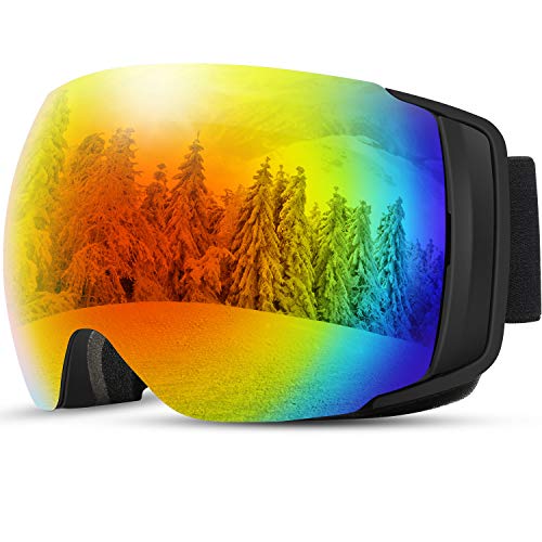 [2019 Nuevo] TDW Gafas de Esquí Anti-niebla, Lente magnética con Hebilla fija con Protección 100% UV, Esponja de 3 Capas,Compatible con Casco, Seguridad para Esquiar, Patinar y otros Deportes de Nieve