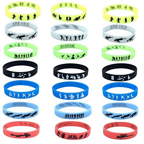 21 PCS Gaming Party Supplies Pulsera de Silicona, Tema de Videojuegos Birthday Party Supplies favorece Las Pulseras para niños, Glow IN The Oscuro