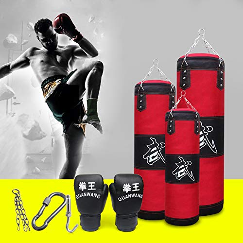 21Grams Saco de Boxeo Kit de Saco de Boxeo con Cadenas Extraíbles, Guantes para Boxeo, Percha para Entrenamiento de Boxeo Sanda Muay Thai Karate Artes Marciales Taekwondo UFC Kickboxing MMA (120CM)