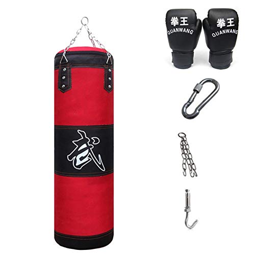 21Grams Saco de Boxeo Kit de Saco de Boxeo con Cadenas Extraíbles, Guantes para Boxeo, Percha para Entrenamiento de Boxeo Sanda Muay Thai Karate Artes Marciales Taekwondo UFC Kickboxing MMA (120CM)