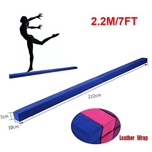 220 cm / 7.2 pies Equilibrio Beam de Entrenamiento de Gimnasia,Balance Beam de Gamuza Sintética Plegable, Ejercicio de Entrenamiento Deportes en Casa o Gimnasia (Azul)