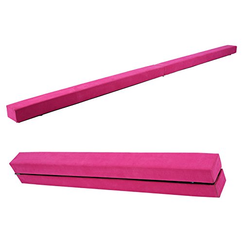 220 cm / 7.2 pies Equilibrio Beam de Entrenamiento de Gimnasia,Balance Beam de Gamuza Sintética Plegable, Ejercicio de Entrenamiento Deportes en Casa o Gimnasia (Rosa)