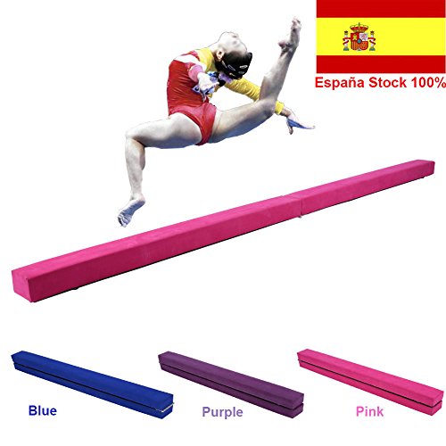 220 cm / 7.2 pies Equilibrio Beam de Entrenamiento de Gimnasia,Balance Beam de Gamuza Sintética Plegable, Ejercicio de Entrenamiento Deportes en Casa o Gimnasia (Rosa)