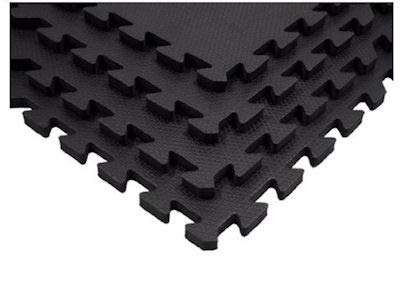 24 x Negro Colchonetas, Suelo para Gimnasio, EVA Puzzle 60cm x 60cm x12mm con Reverso Antideslizante, Certificacion Libre De Toxicos