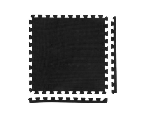 24 x Negro Colchonetas, Suelo para Gimnasio, EVA Puzzle 60cm x 60cm x12mm con Reverso Antideslizante, Certificacion Libre De Toxicos