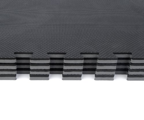 24 x Negro Colchonetas, Suelo para Gimnasio, EVA Puzzle 60cm x 60cm x12mm con Reverso Antideslizante, Certificacion Libre De Toxicos