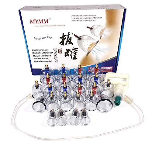 24 x ventosas, Ahuecamiento, Tratamiento Ventosas Masaje, Terapia biomagnética Tradicional China Cupping Set Hogar Sacar Vacío Cupping Kit/Chino Masaje Medical Cupping Set Succión Acupuntura