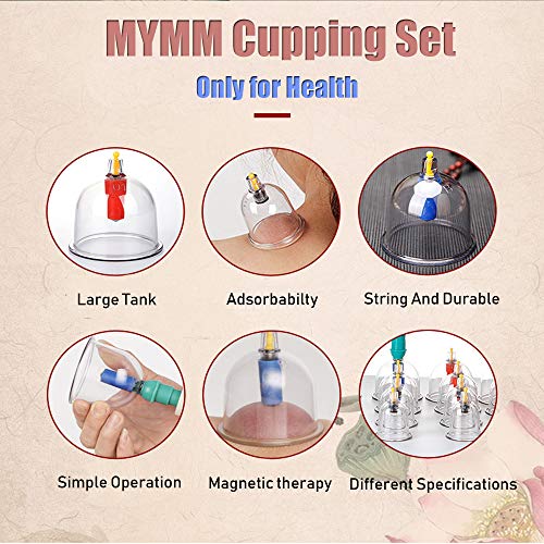 24 x ventosas, Ahuecamiento, Tratamiento Ventosas Masaje, Terapia biomagnética Tradicional China Cupping Set Hogar Sacar Vacío Cupping Kit/Chino Masaje Medical Cupping Set Succión Acupuntura