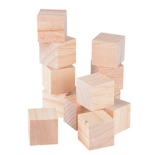 24pcs 40mm Cubos Madera Bloques Cuadrados para Manualidades Diy Artesanía Pintar Decoración (24pcs, 40mm)