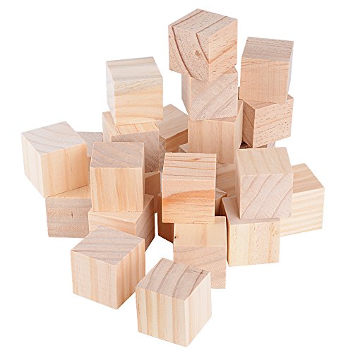 24pcs 40mm Cubos Madera Bloques Cuadrados para Manualidades Diy Artesanía Pintar Decoración (24pcs, 40mm)