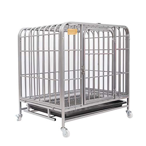 25/31/78 Pulgadas Heavy Duty Jaula del Animal doméstico con la Bandeja y Las Ruedas, impedir la Fuga de Bloqueo, se Ajusta a Razas de Perros Grandes Mascotas (Color : Silver, Size : 95×65×85cm)