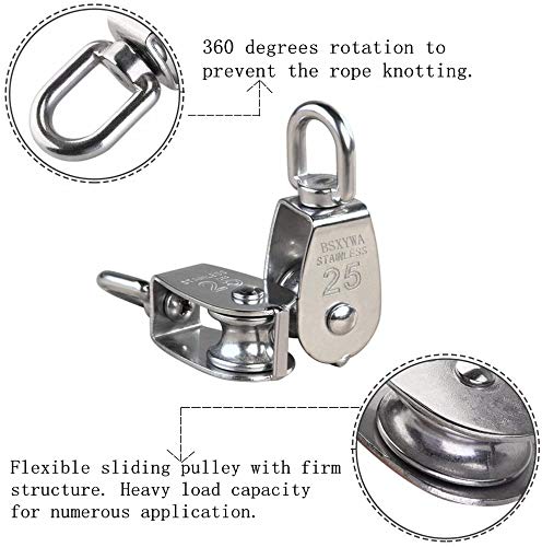 25MM Polea Cuerda, Poleas Para Cables, Bsxywa En Acero Inoxidable 304, M25 Polea Rodillo Carga 150kg, 2 Piezas