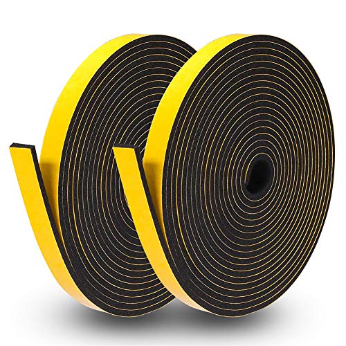 2pcs Adhesive Weather Strip Foam Seal Tape Single Sided Sponge Tapes Adhesive Sticker Foam Glue Strip Sealing for Gap Seal 15mmx2mm