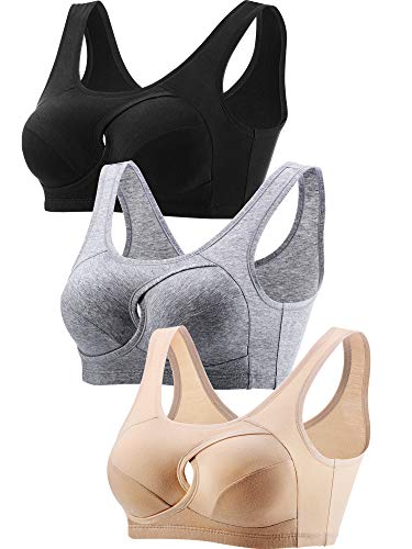 3 Piezas de Sujetador Deportivo Anti-Flacidez de Mujeres de Crop Top con Almohadilla Suave para Aerobic Fitness Yoga, Colores Variados (XL)