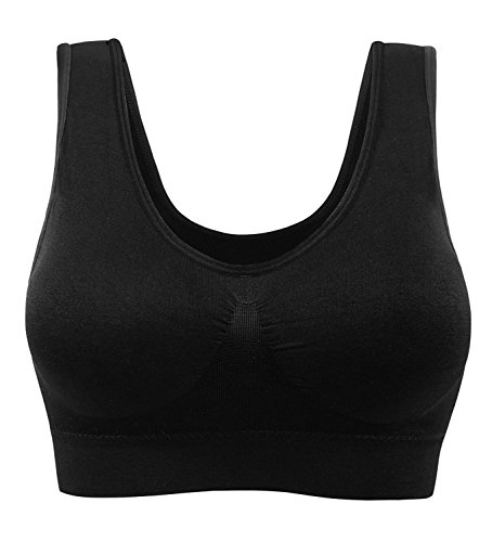 3 Piezas Sujetador Deportivo para Mujeres Sin Costuras Yoga Racerback Top con Almohadillas Extraíbles Ultimate Corriendo Gimnasio Ropa (2XL: 42/44, Desnudo&Negro&Blanco)