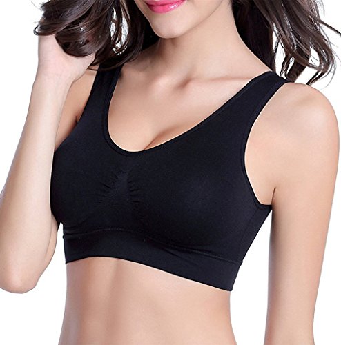 3 Piezas Sujetador Deportivo para Mujeres Sin Costuras Yoga Racerback Top con Almohadillas Extraíbles Ultimate Corriendo Gimnasio Ropa (3XL: 44/46, Desnudo&Negro&Blanco)