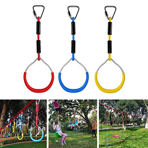 3 UNIDS Los Niños Tiran De La Barra Ejercicios De Fuerza Del Brazo Rueda Ninja Equipos De Gimnasia Columpios De La Barra Del Patio Trasero Kit De Carrera De Obstáculos Del Anillo Para Niños,120 Kg