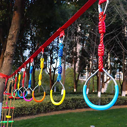 3 UNIDS Los Niños Tiran De La Barra Ejercicios De Fuerza Del Brazo Rueda Ninja Equipos De Gimnasia Columpios De La Barra Del Patio Trasero Kit De Carrera De Obstáculos Del Anillo Para Niños,120 Kg