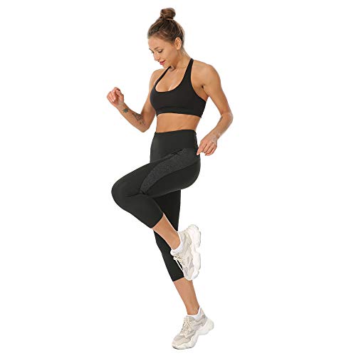 3/4 Leggings Training, Sports for Women, Yoga Leggings. Pantalones de Spandex en el Gimnasio.(Negro A 3/4 Largo, M)