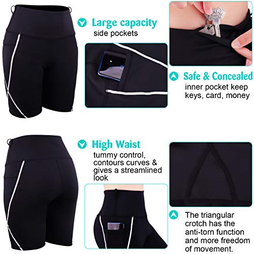 3W GRT Leggings Mujer Fitness, Leggings De Yoga para Mujer, Pantalones De Entrenamiento, Pantalón Corto Deportivo para Mujer Cintura Alta (Negro, L)